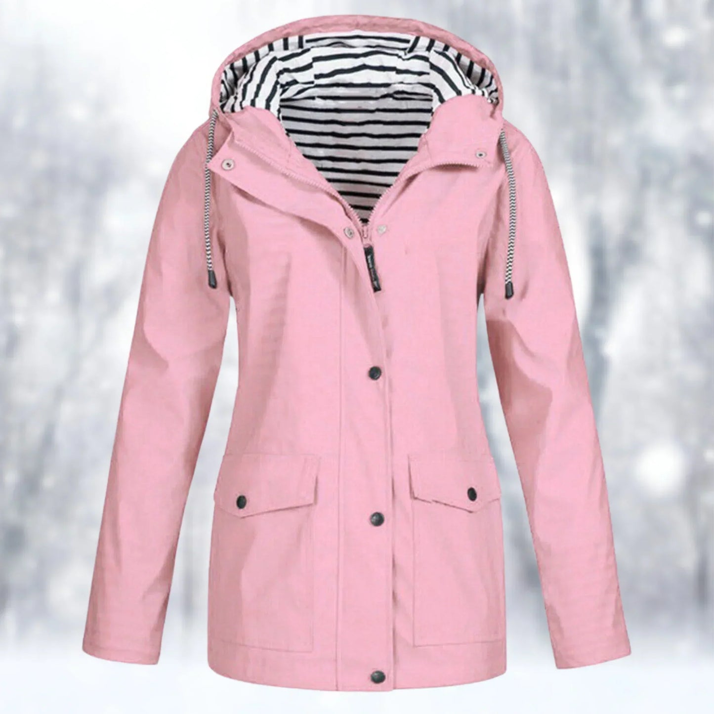 Parka imperméable, fermeture éclair, capuche à cordon de serrage