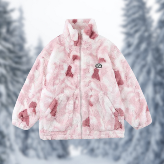 Polaire en fausse fourrure tie-dye à col montant moderne