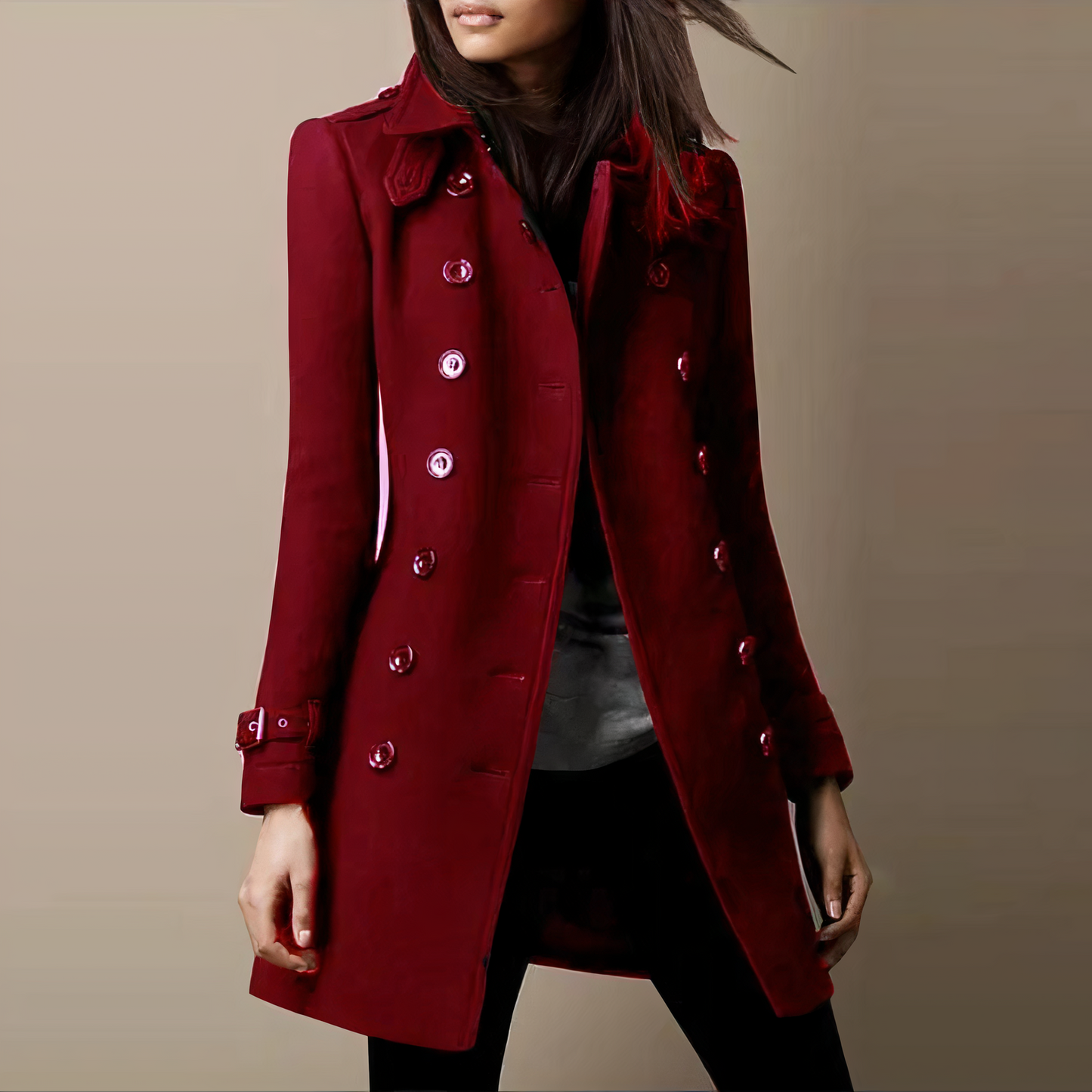 Trench-coat long chaud d'hiver pour femme
