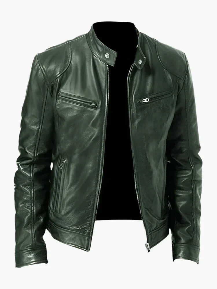 Blouson en cuir style motard intemporel et élégant