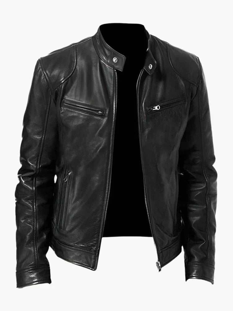 Blouson en cuir style motard intemporel et élégant