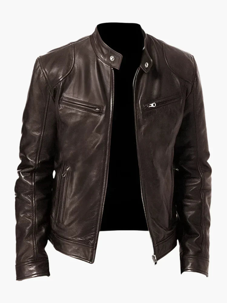 Blouson en cuir style motard intemporel et élégant