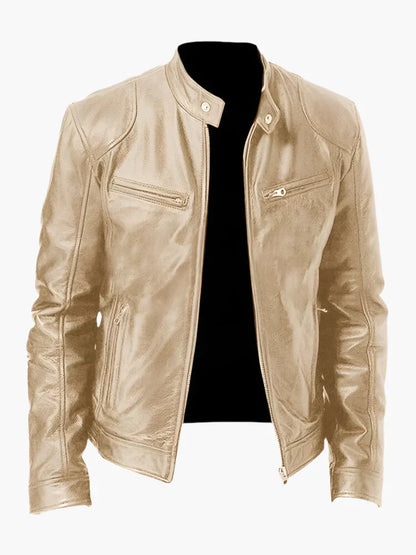 Blouson en cuir style motard intemporel et élégant