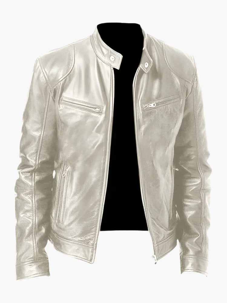 Blouson en cuir style motard intemporel et élégant