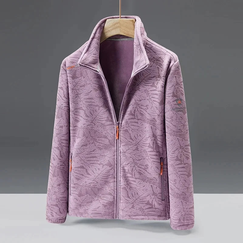 Veste en polaire douce avec col montant et fermeture éclair