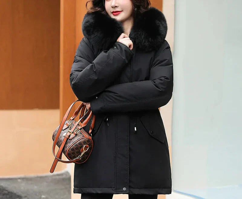 Veste d'hiver chaude doublée avec fausse fourrure amovible