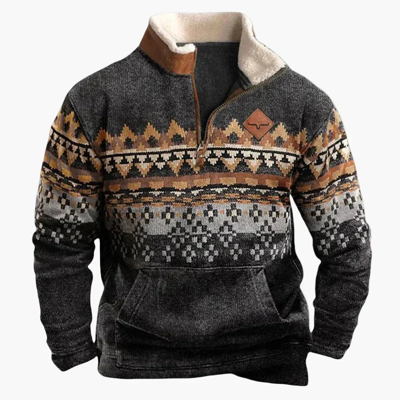 Pull élégant look western motif ethnique outdoor