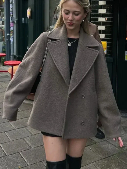 Manteau Oversize Femme Croisé Élégant