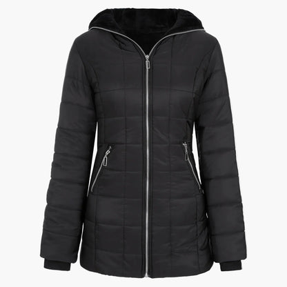 Winter Steppjacke Kapuze Asymmetrisch - IdealeKleiden