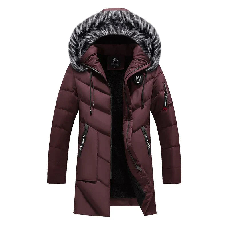 Parka d'hiver long pour homme, douillet, avec capuche