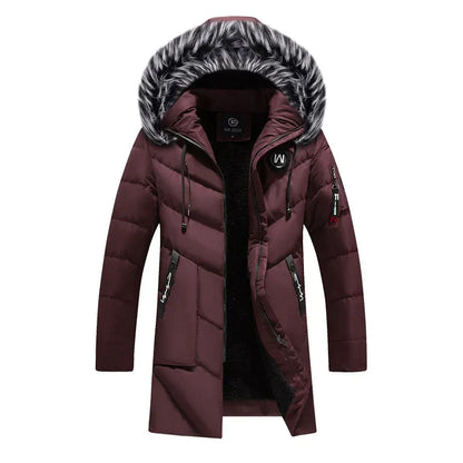 Parka d'hiver long pour homme, douillet, avec capuche