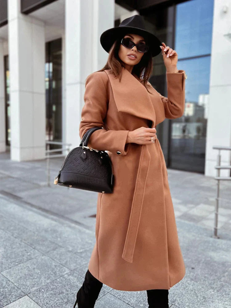 Manteau classique pour femme Cintrée Élégante Longueur genou