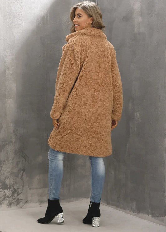 Warme Winterjacke Frauen Offener Style - IdealeKleiden