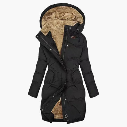 Manteau long à capuche matelassé chaud pour femme