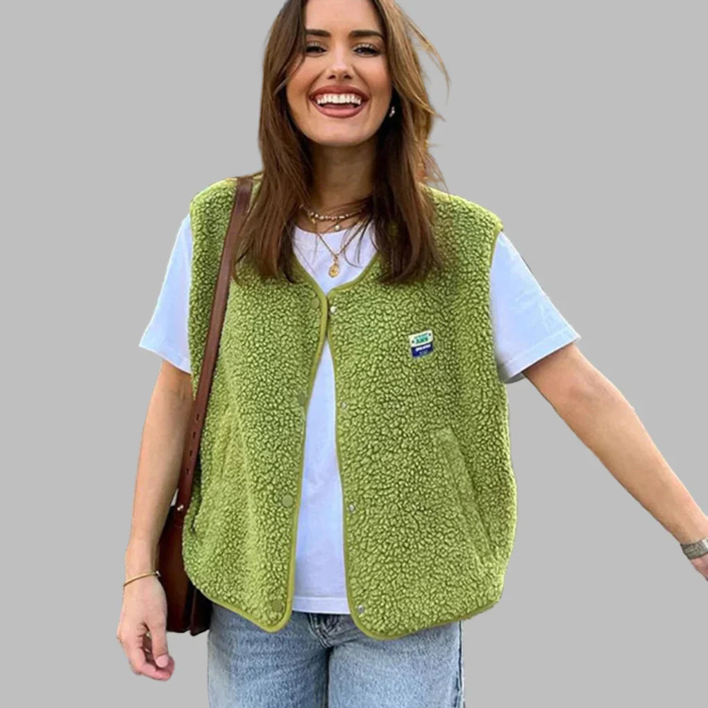 Gilet femme en laine d'agneau doux et chaud