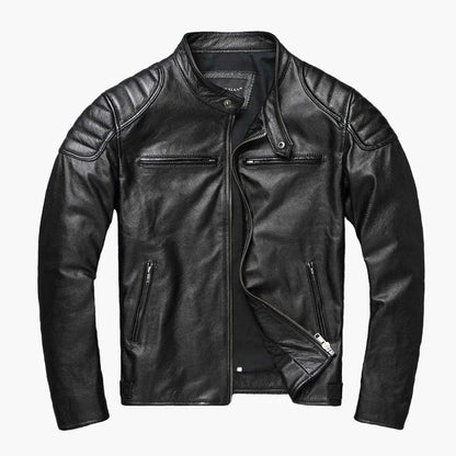 Veste de motard en cuir classique slim fit