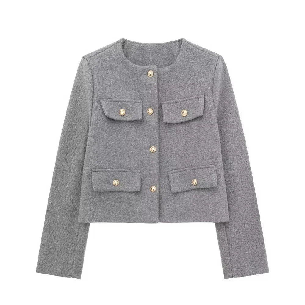 Élégante veste courte en laine pour femme