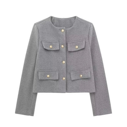 Élégante veste courte en laine pour femme