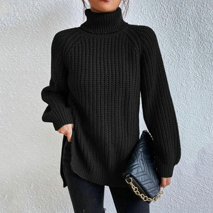 Pull en maille oversize doux, col roulé, manches longues