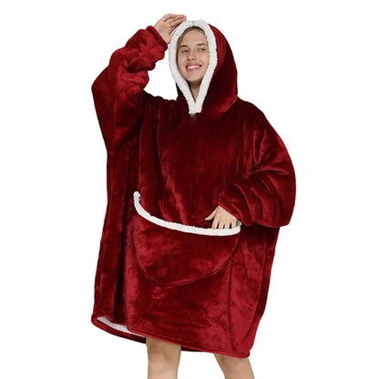 Couverture polaire oversize à capuche et poches