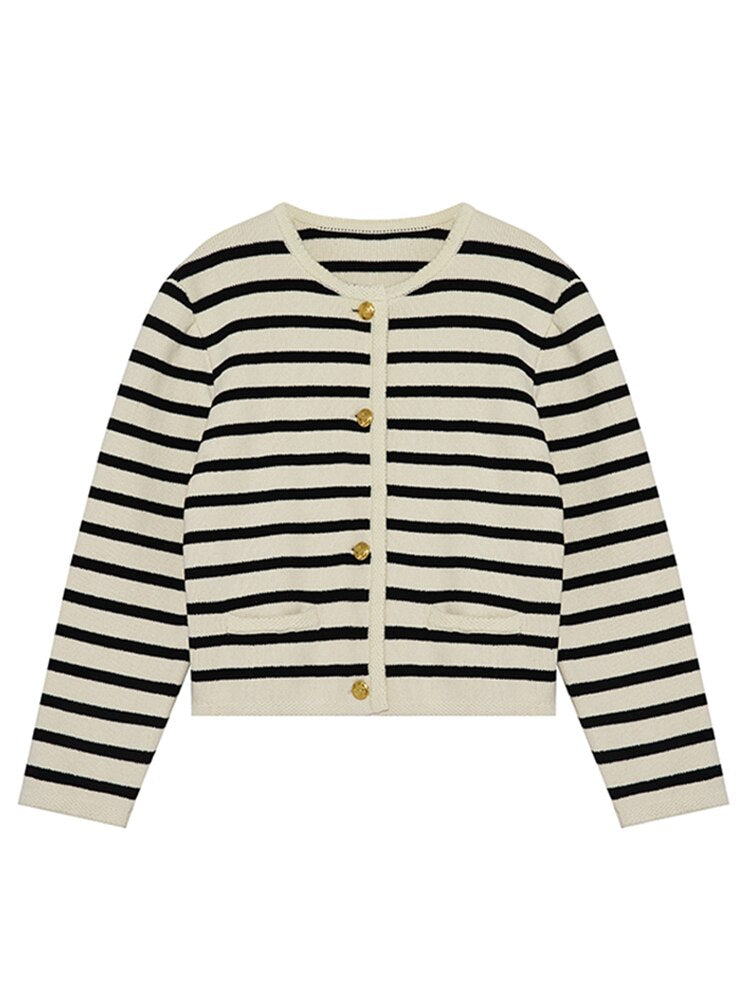 Gilet Rayé Femme Élégant Court