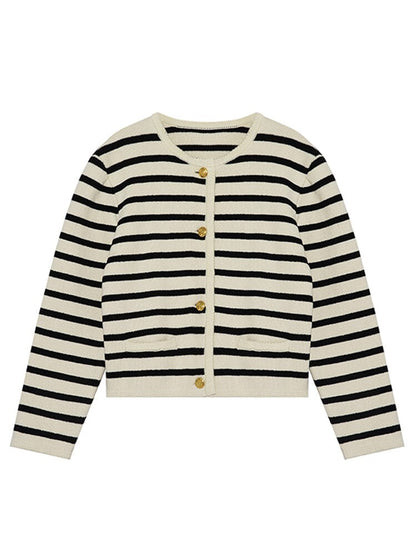 Gilet Rayé Femme Élégant Court