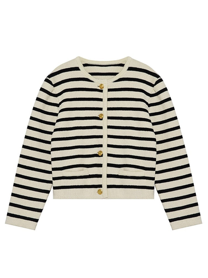 Gilet Rayé Femme Élégant Court