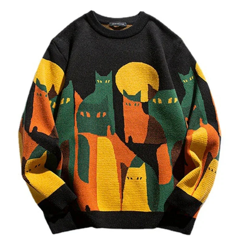 Pull-over homme tricoté multicolore moderne
