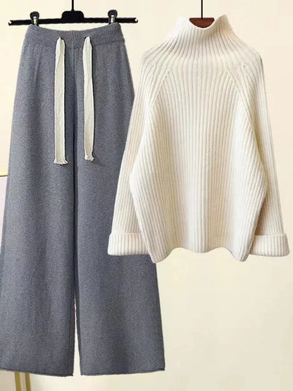 Ensemble tricoté d'hiver - Pull et pantalon chauds et élégants
