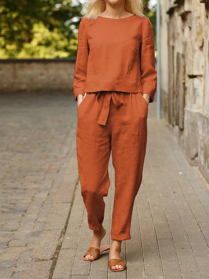 Damen Sport-Set Langarm Oberteil Hochtaille Hose - IdealeKleiden