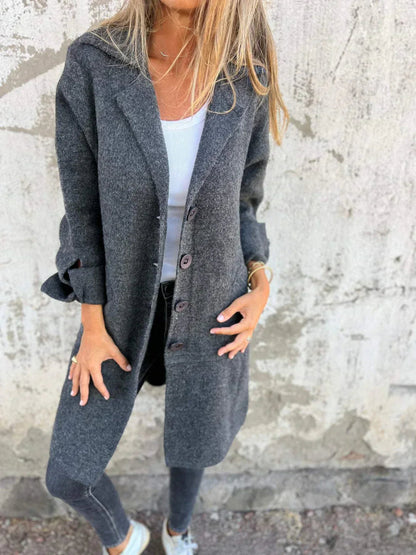 Manteau d'hiver élégant pour femme, mélange de laine, design moderne