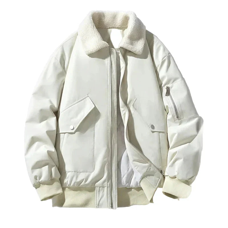 Veste d'hiver col en peau d'agneau moderne tendance