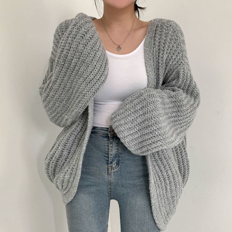 Gilet en grosse maille ouvert pour femme