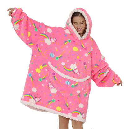 Couverture polaire oversize à capuche et poches