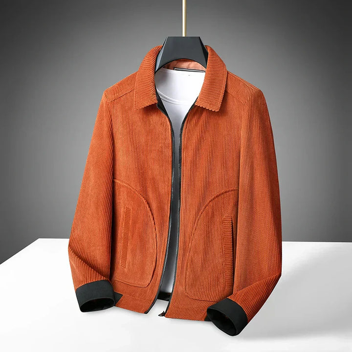 Blouson homme en velours côtelé avec fermeture éclair, style moderne