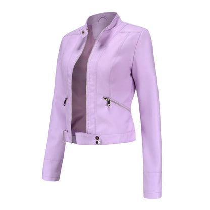 Blouson en cuir femme élégant Manteau en cuir