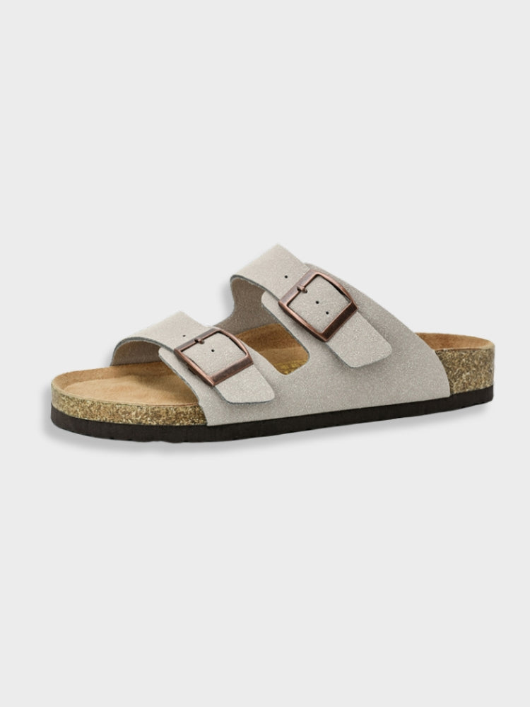 Sandales confortables à double boucle en similicuir