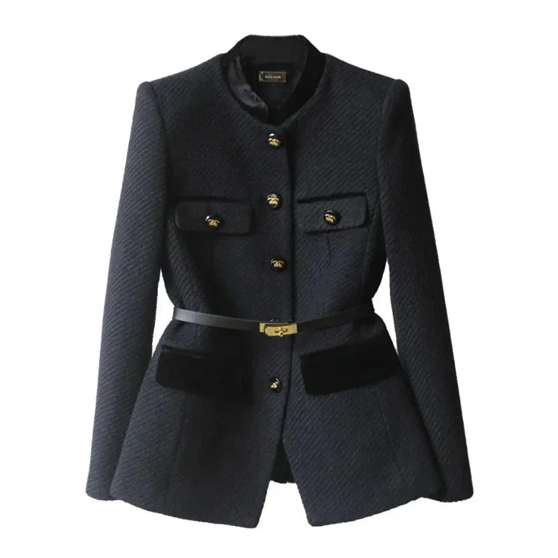 Blazer classique en tweed avec ceinture
