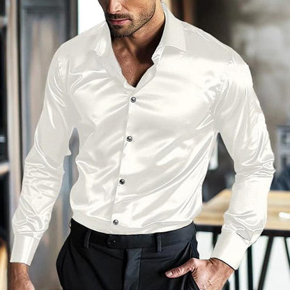 Chemise en satin infroissable brillante à manches longues