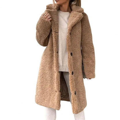 Veste Teddy Femme Douce Boutonnée Hiver