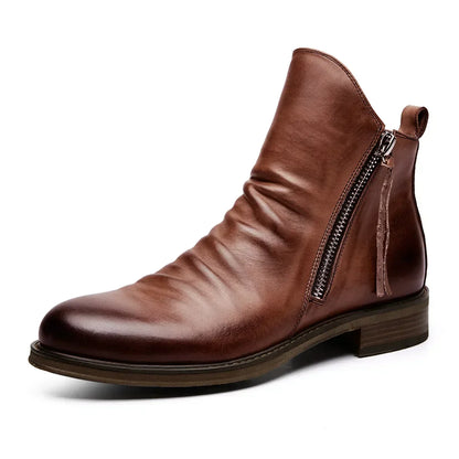 Boots Chelsea homme en cuir véritable noir élégant