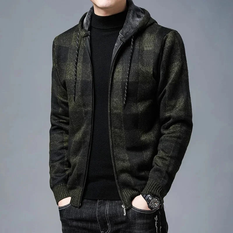 Manteau à carreaux stylé pour homme avec capuche