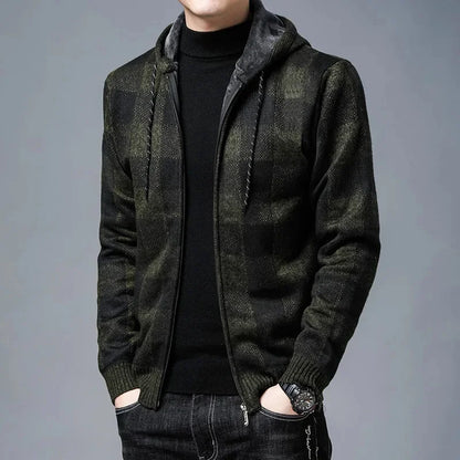 Manteau à carreaux stylé pour homme avec capuche