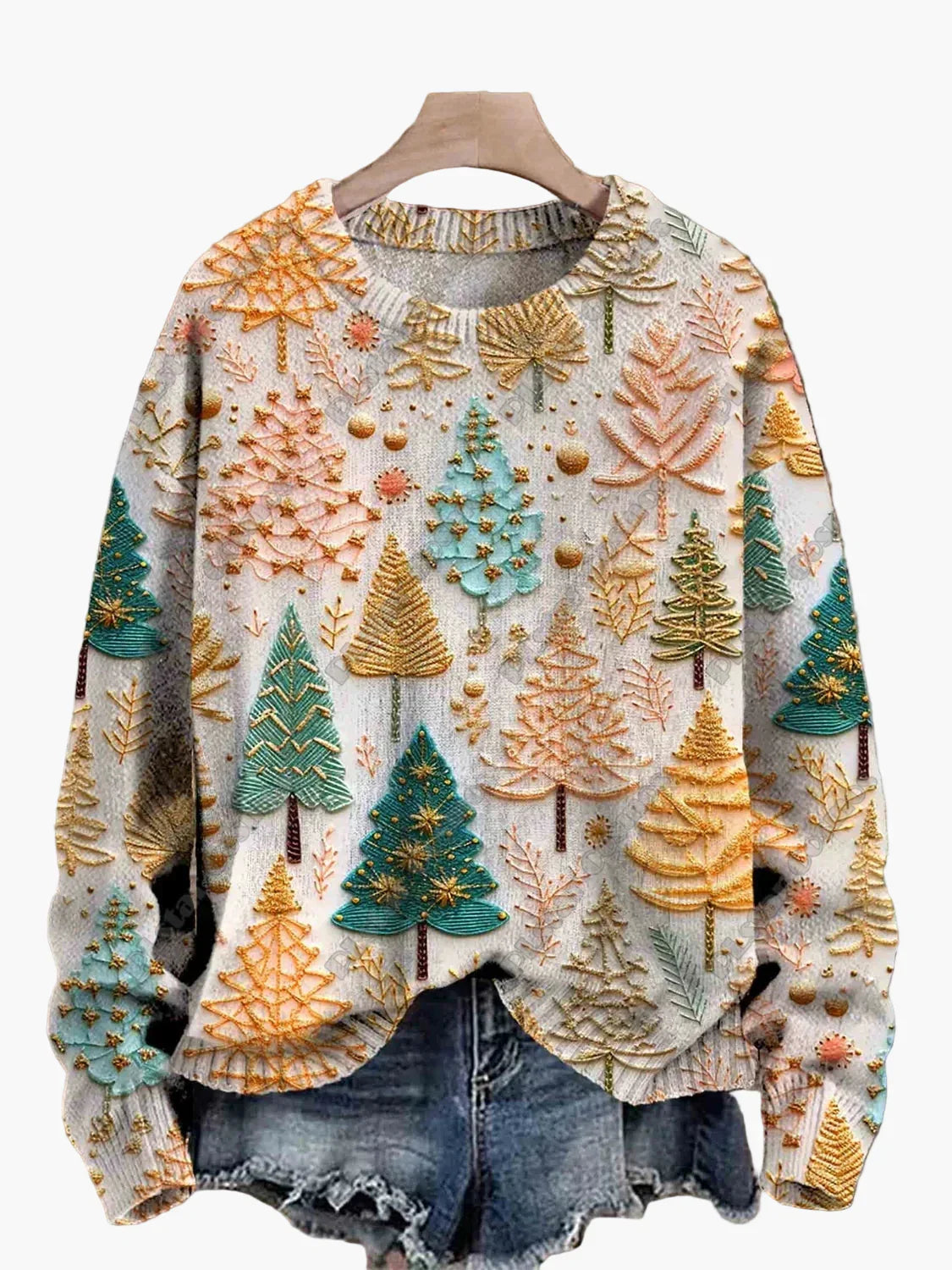 Pull de Noël festif brodé en 3D