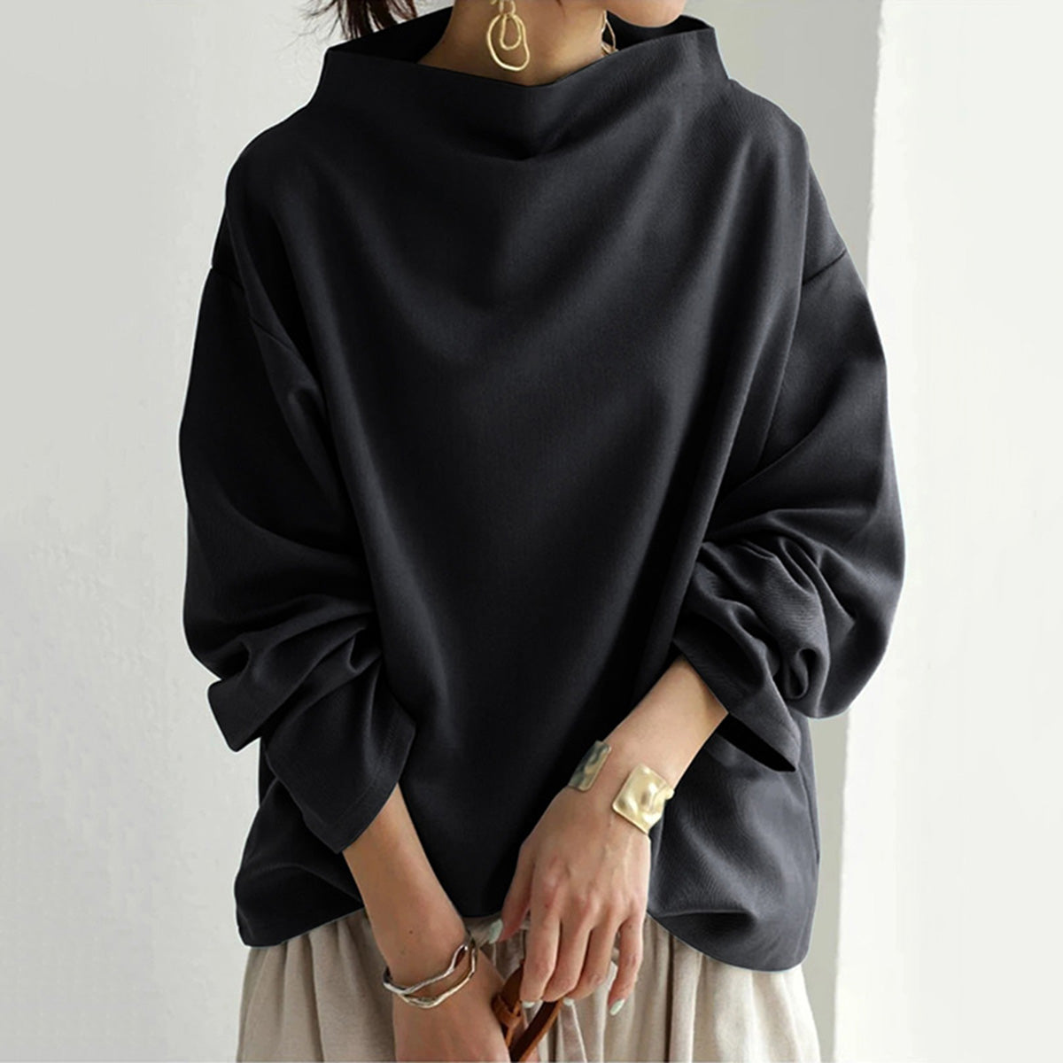 Stilvolle Stehkragen Pullover Damen - IdealeKleiden