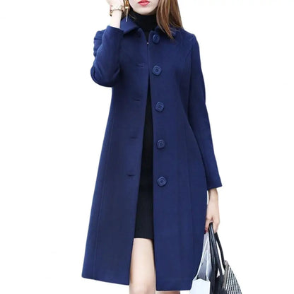 Manteau en laine chaud pour femme, moderne, à boutons