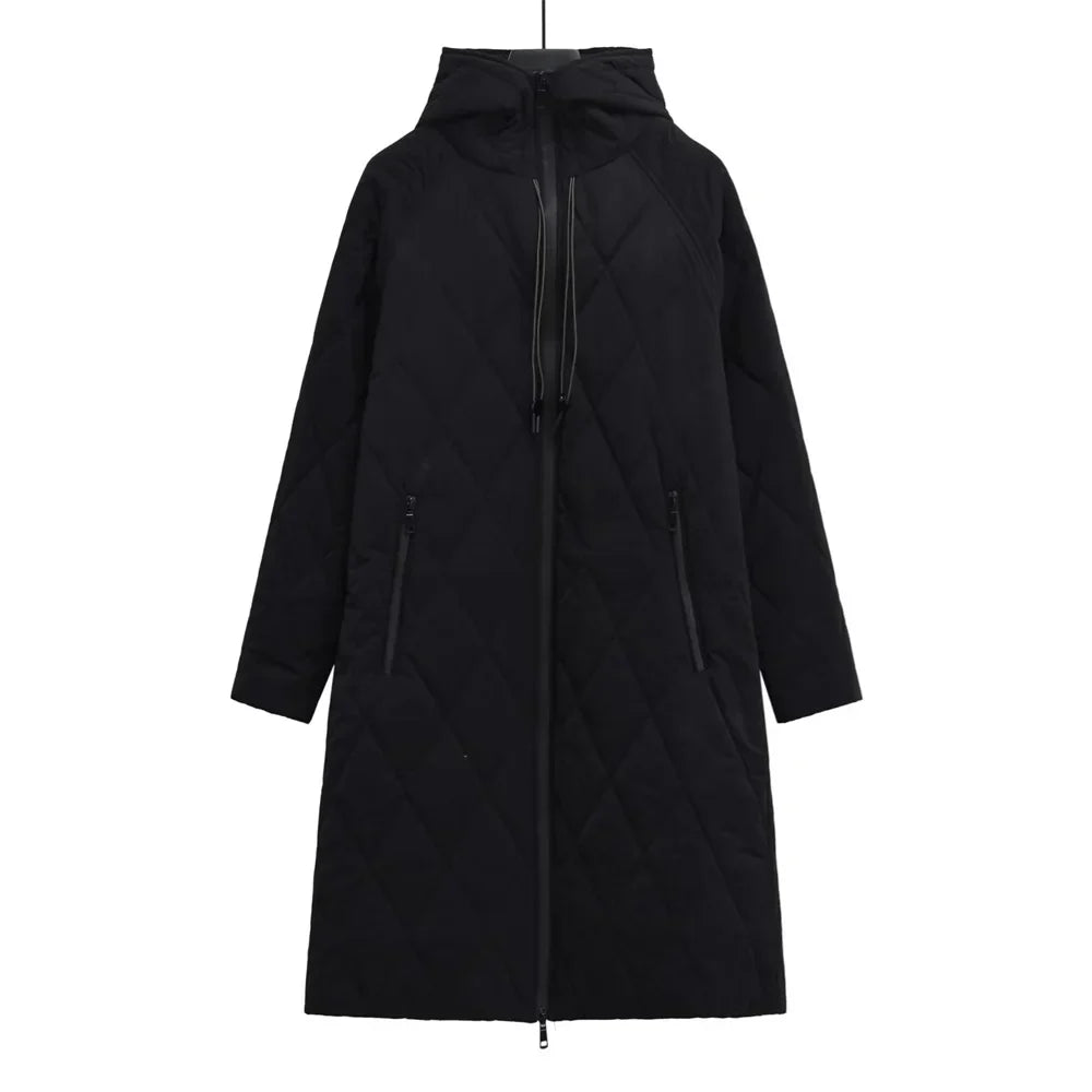 Veste décontractée pour femme Longueur genou Fermeture éclair