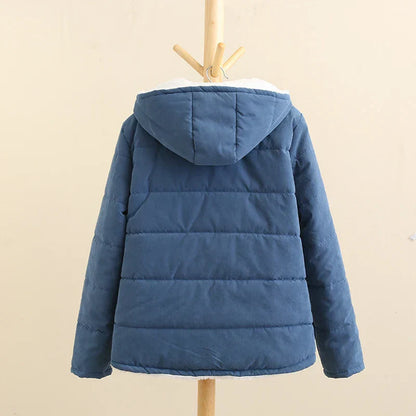 Winterjacke Damen Fleece Kapuze Warm - IdealeKleiden