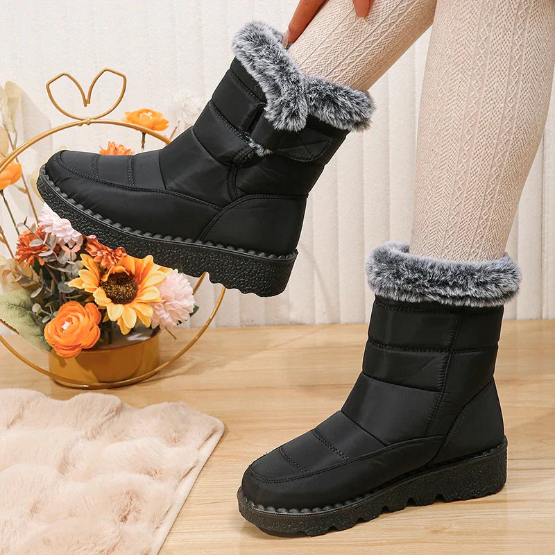 Wasserdichte Schneestiefel Damen Warm Kunstfell Stiefel - IdealeKleiden