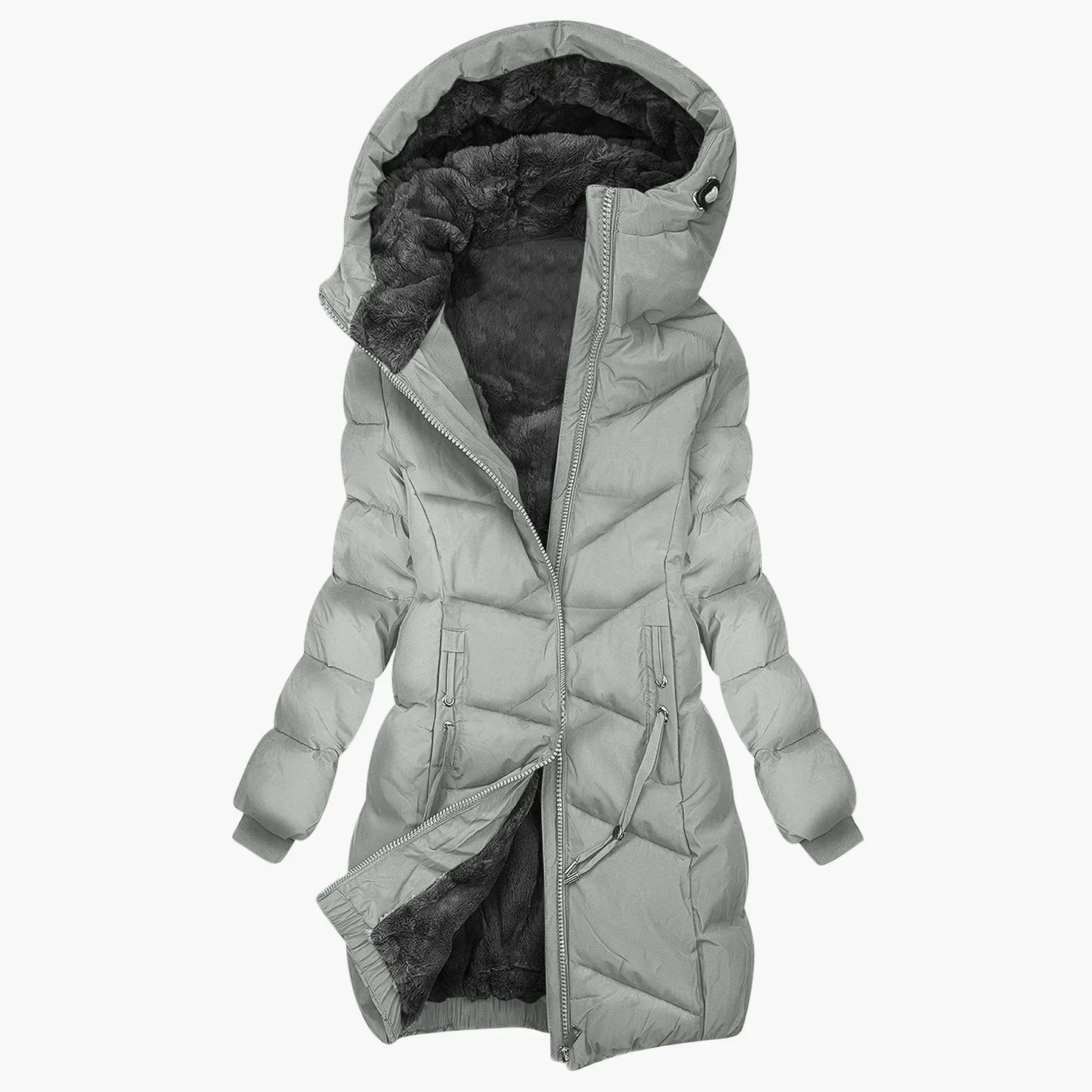 Manteau d'hiver long matelassé à capuche chaud pour femme